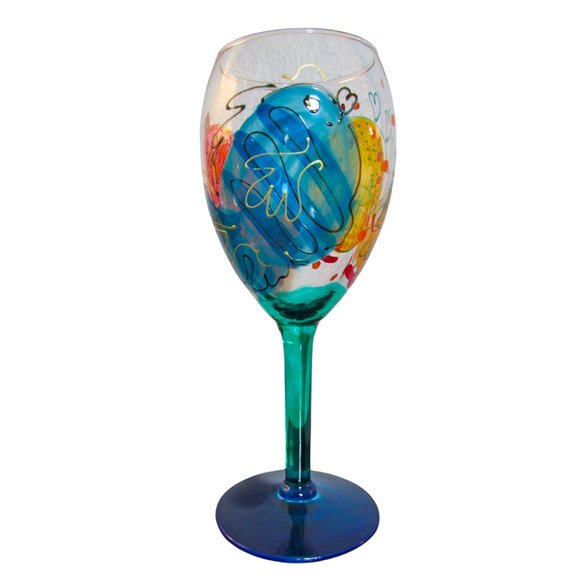 Set of 4 Hand Painted Wine Glasses - Picture 4 of 8